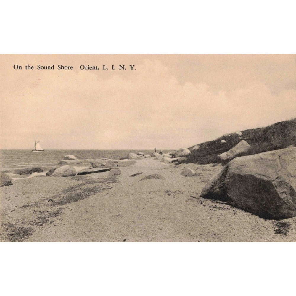 Orient Long Island New York NY Albertype Postcard On Sound Shore Sailboat c1910 - Picture 1 of 2